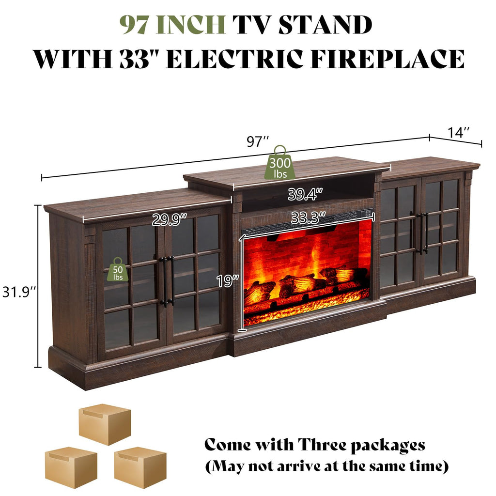 97" Farmhouse for TVs up to 100", Rustic Brown
