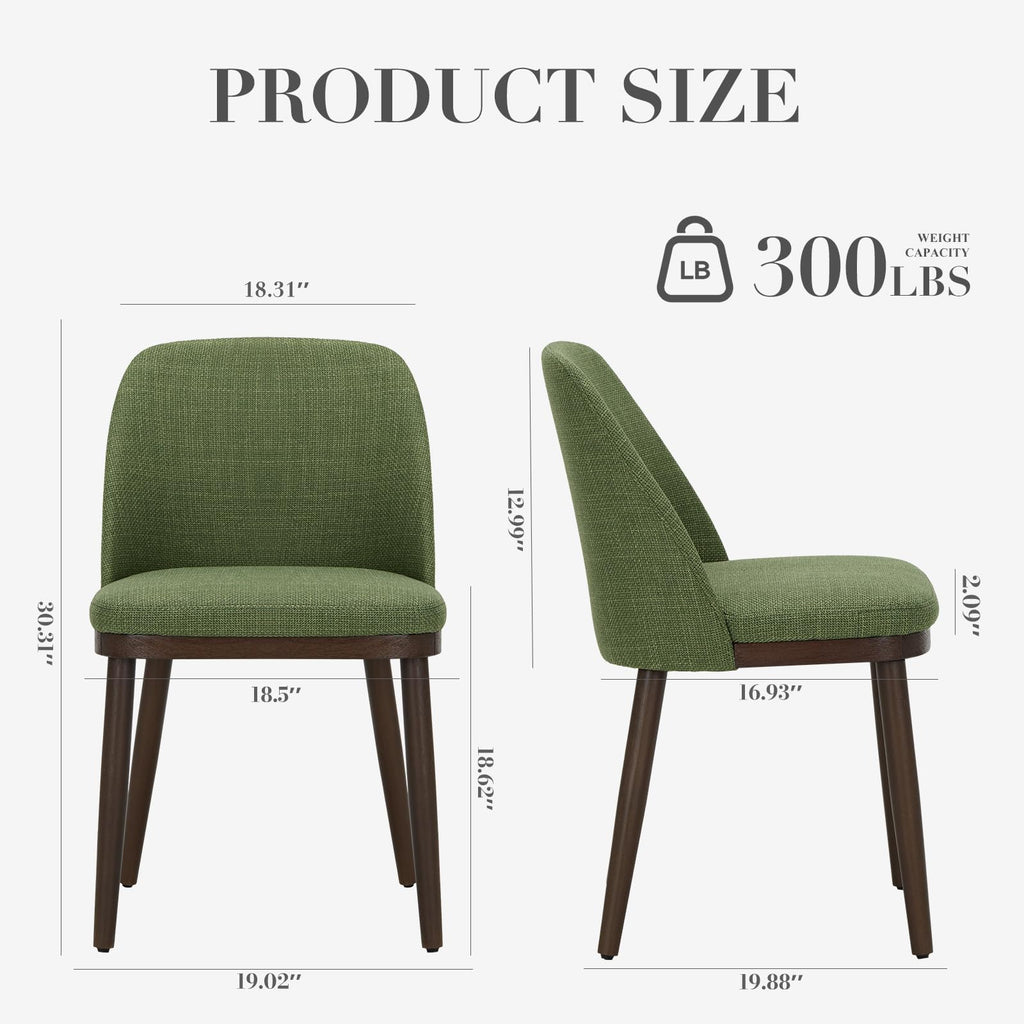 Upholstered Dining Chairs Set of 2, Modern Kitchen Chairs with Back, Leather Side Dining Room Chairs with Wood Legs