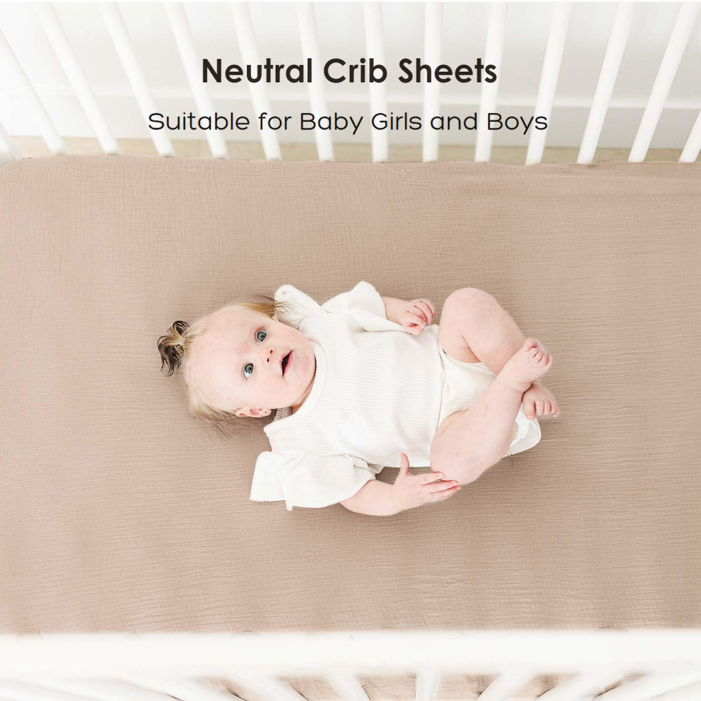 Muslin Crib Sheets 2 Pack, 100% Cotton, 52 x 28 in, Ivory
