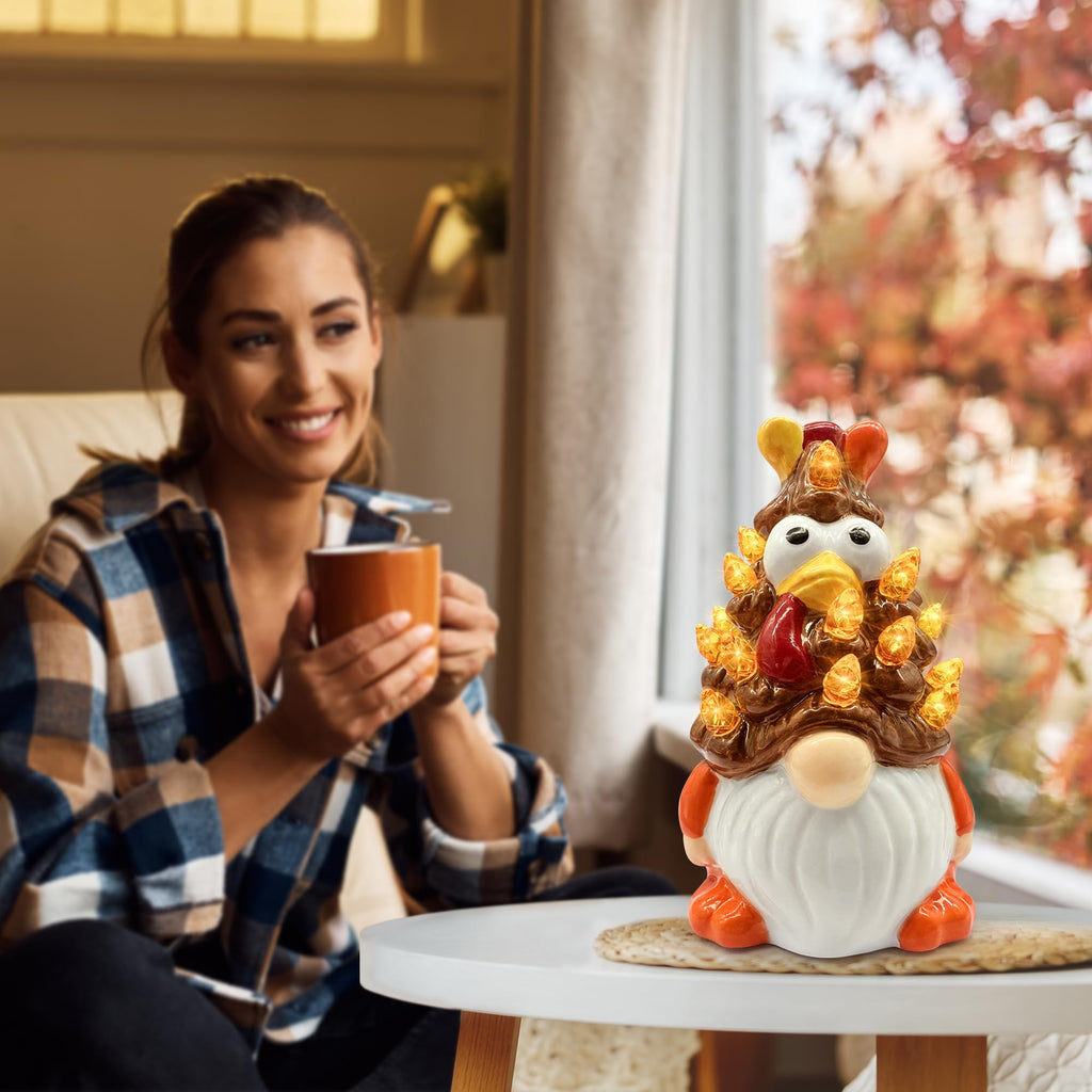 Thanksgiving Decorations, Thanksgiving Ceramic Tree Gnomes Decor