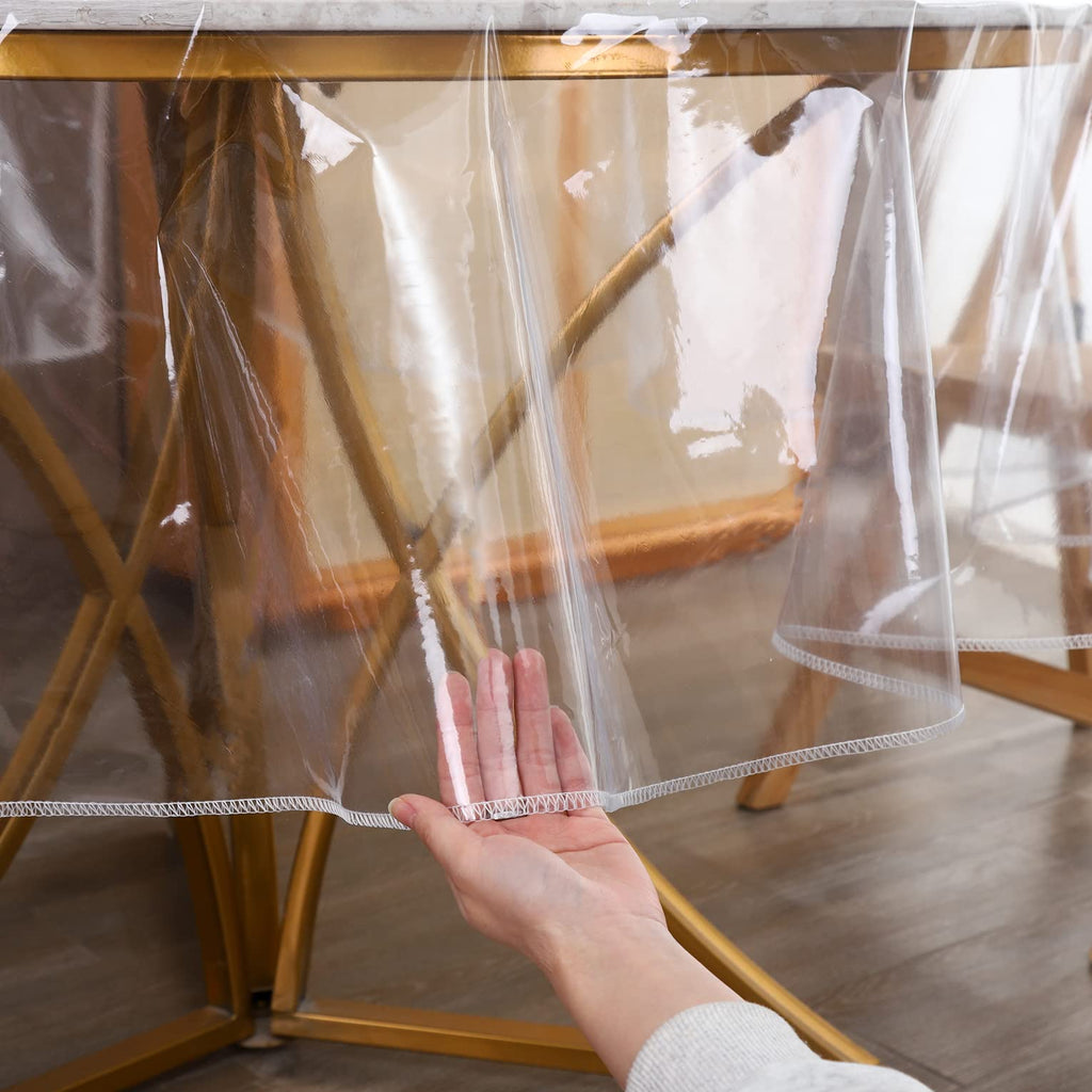 Clear Round Plastic Tablecloth Protector Waterproof Oil-Proof PVC Table Cloth Stain-Resistant Wipeable Table Cover