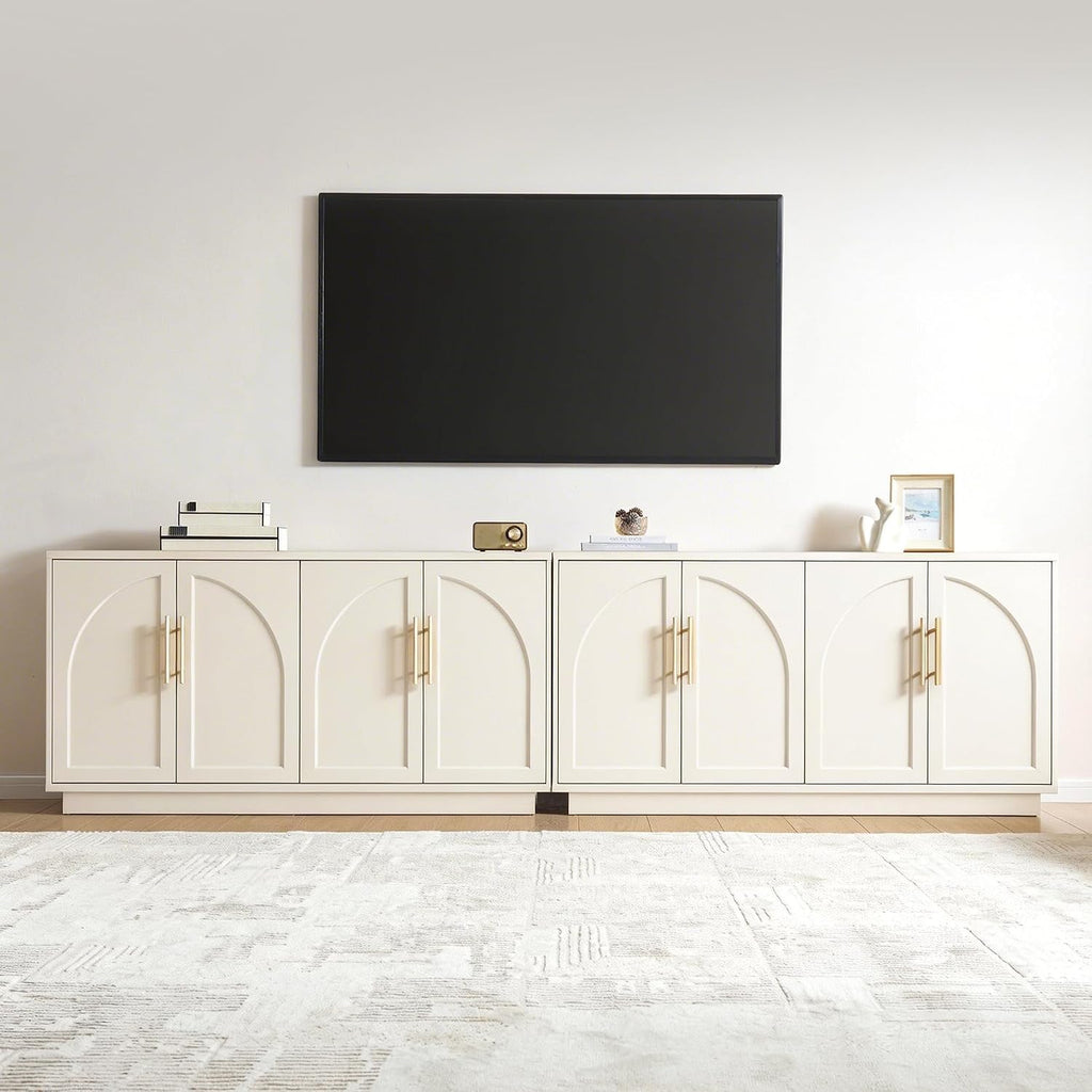 Buffet Cabinet with Storage, 59'' Modern Arched Sideboard Cabinet w/Adjustable Shelves, Wood Media TV Console Table