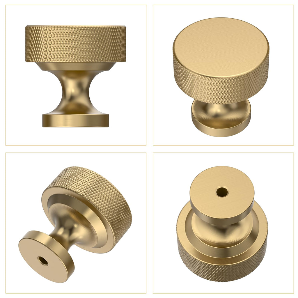 Champagne Bronze Knurled Cabinet Knobs Round Drawer Pulls 10 Pack