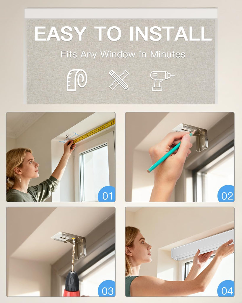 Motorized Roller Shade with Remote Control, Blackout Electric Shade for Windows Compatible with Alexa Google via Hub