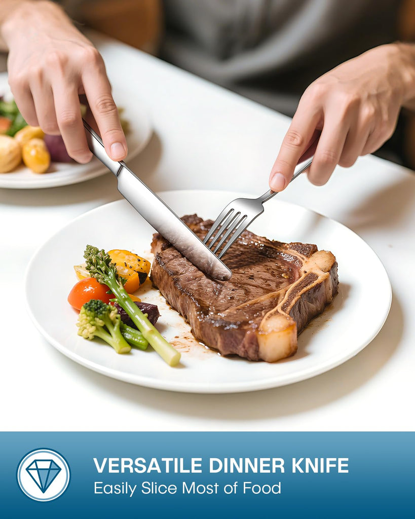 40 Piece Silverware Set, Food-Grade Stainless Steel Flatware Sets for 8 Mirror Polished Cutlery Utensil Sets Include