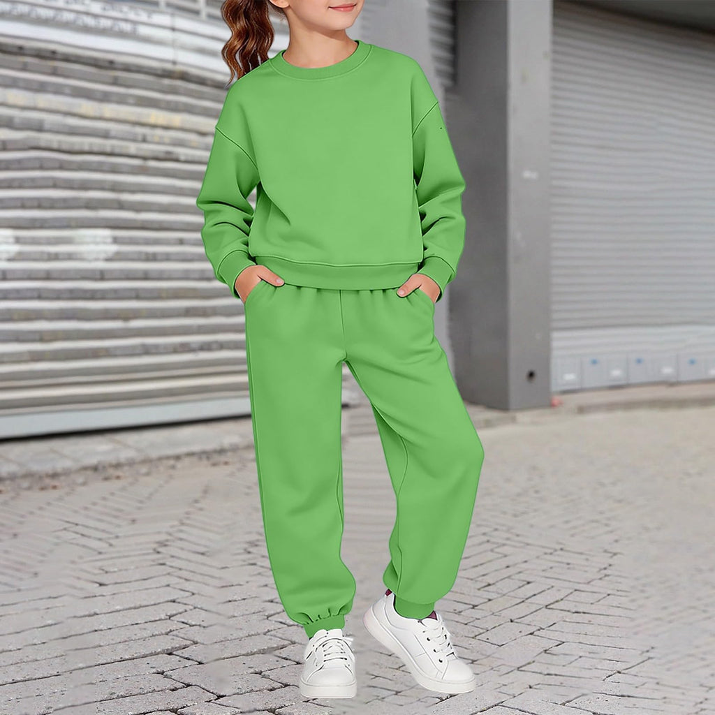 Tracksuit 2 Piece Outfits Kids Crewneck Sweatshirts Jogger Sweatpants Pockets Kids Boys