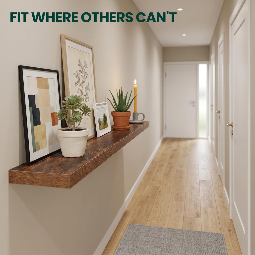 1.5" Thick Floating Shelves for Wall, 16"x6.5" Wall Mounted Shelf, Wall Storage Shelf, No Sag, Easy Install Wood Grain
