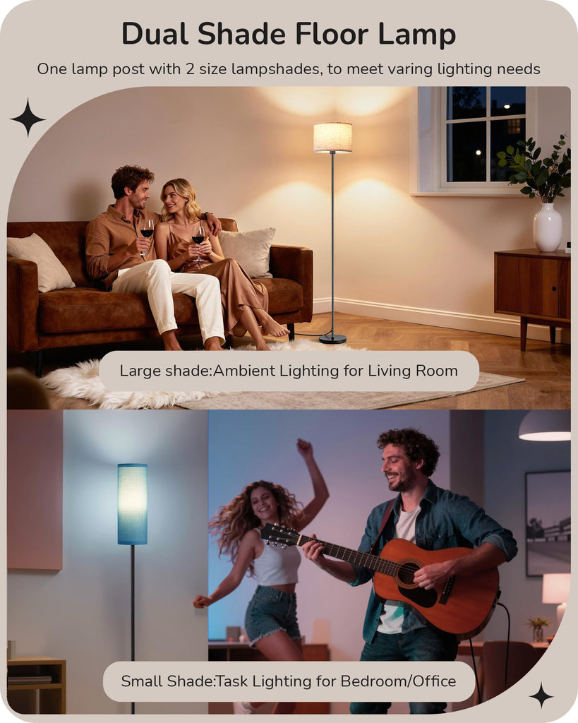 2 Lampshades Modern Floor Lamps Blue