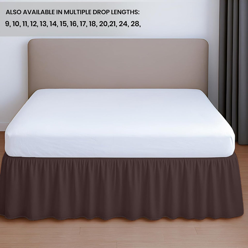 15 Inch Drop Ruffled Bed Skirt Queen Size - Classic Gathered Styling, Platform Style Dust Ruffle with Secure Fit