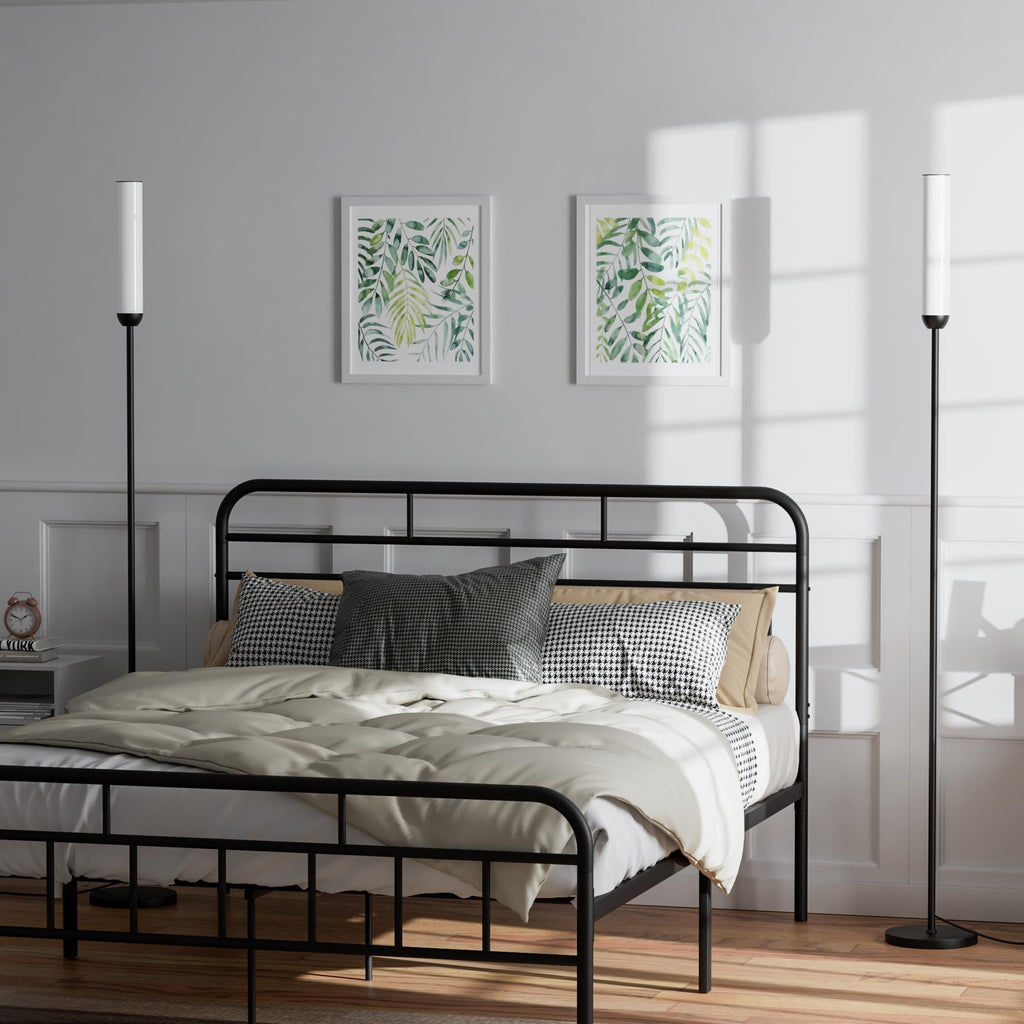 LED Floor Lamps with Remote Control Set of 2, Foot Switch, Black