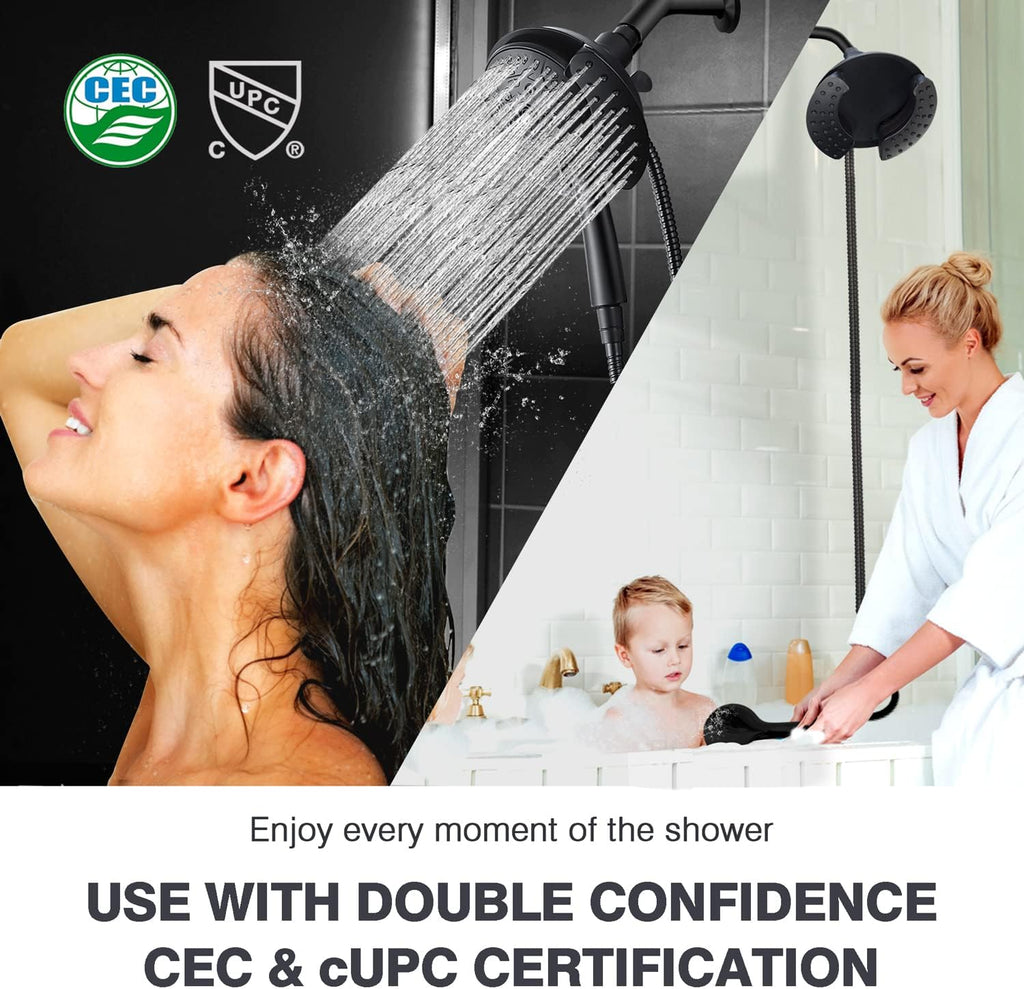 Shower Heads with Handheld Spray Combo: 7.2" Rain Shower Head & Handheld Shower Head 2-IN-1 Shower Head with 60" Hose
