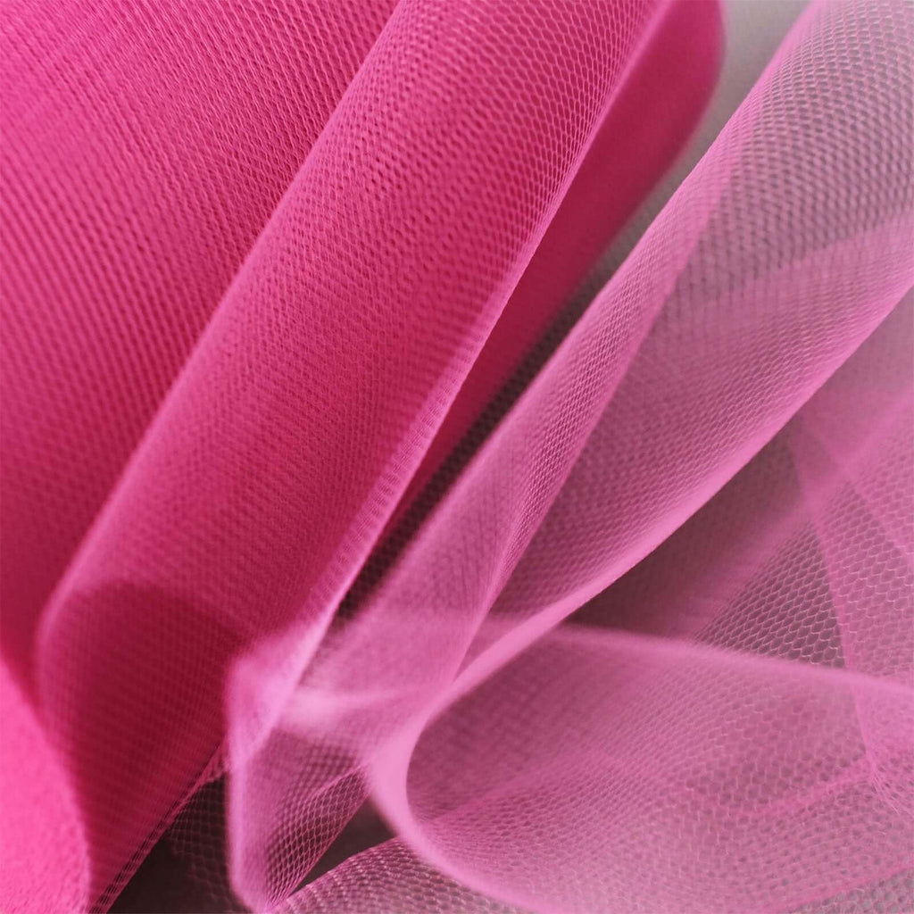 6" x100 Yards Fuchsia Tulle Fabric Bolt, Sheer Fabric Spool Roll for Crafts