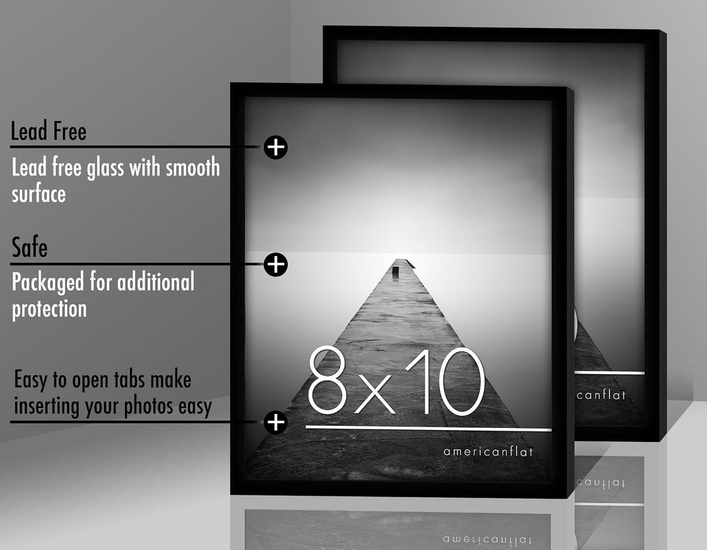 8x10 Picture Frame with Shatter-Resistant Glass - Set of 6 - Galleria Collection - Picture Frames for Tabletop and