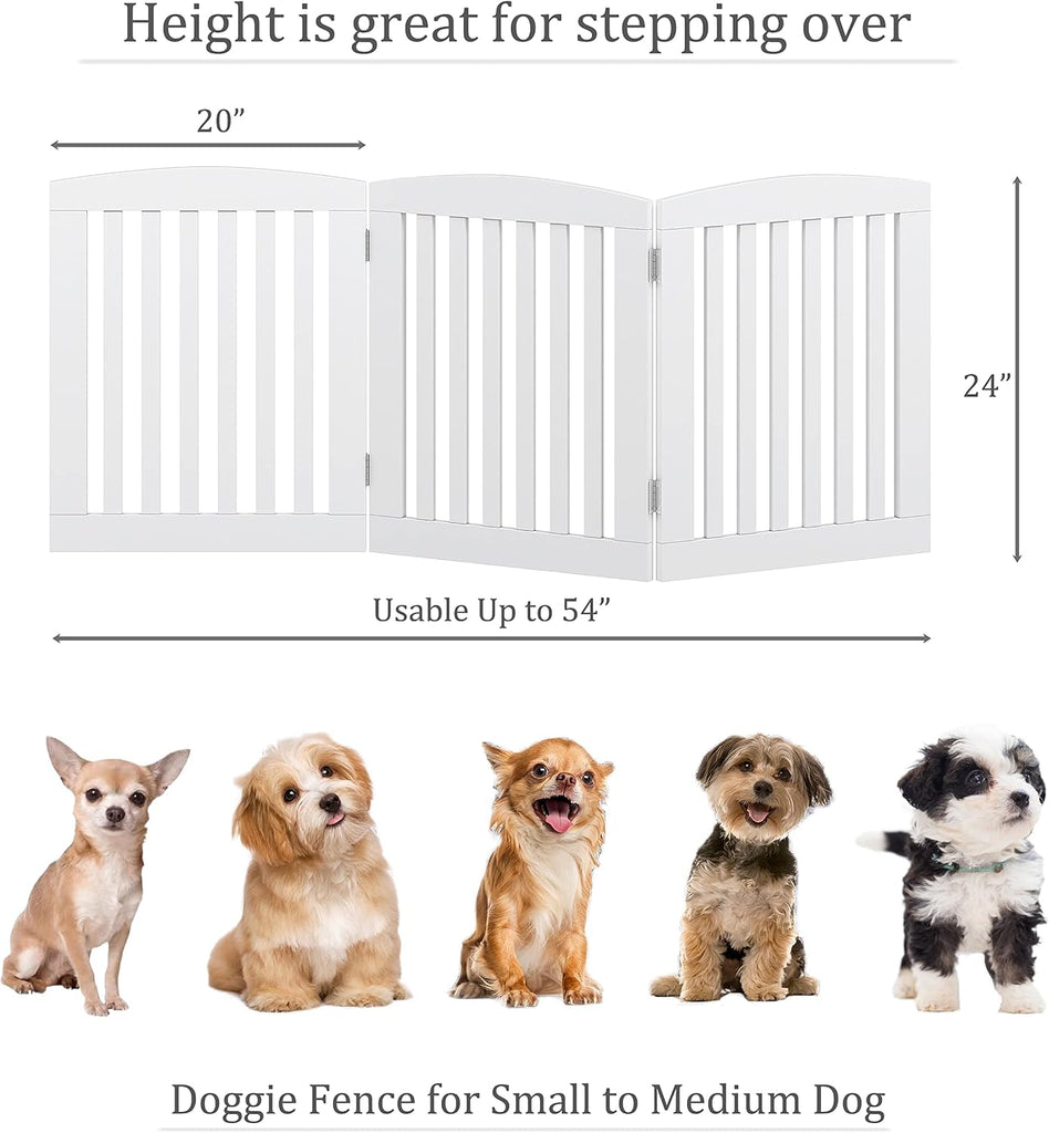 Wooden Freestanding Foldable Pet Gate for Dogs, 24 Inch H, 3 Panels