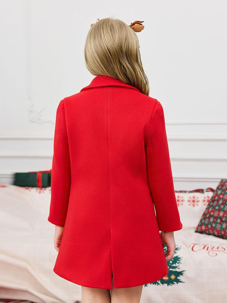Girls Dress Coat Single-Button Lapel Long Jacket