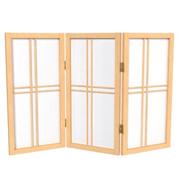 2 ft. Short Desktop Double Cross Shoji Screen - Natural - 3 Panels