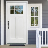 Fiberglass Entry Door, 36'' x 80'' Front Exterior Door with Brickmould and Vinyl Frame, Right Hand Inswing White
