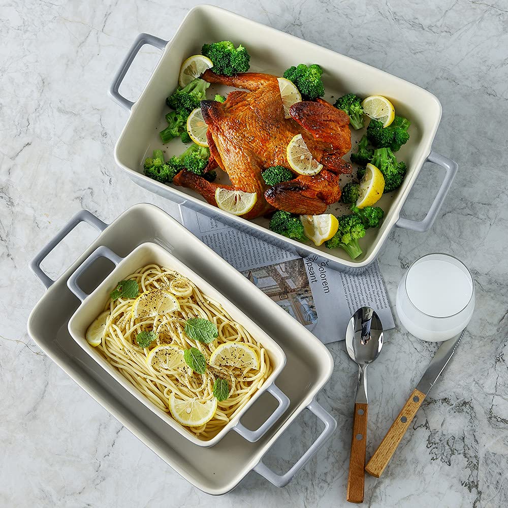 Bakeware Set, Ceramic Baking Dish, Rectangular Baking Pans for Cooking, Cake Dinner, Kitchen, Banquet and Daily Use