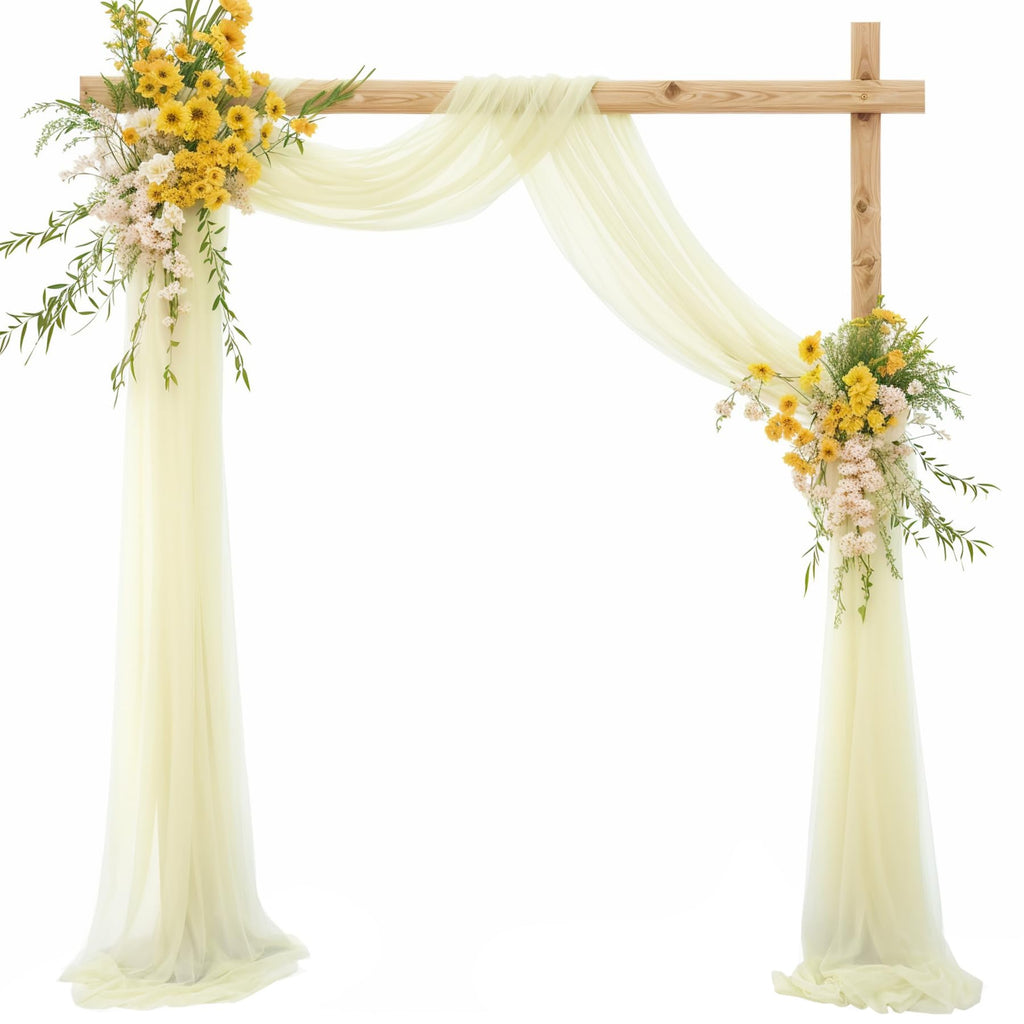 4 Panels Wedding Arch Draping Fabric Ivory Sheer Backdrop Curtain Arch Drape for Wedding Ceremony Reception, Bridal