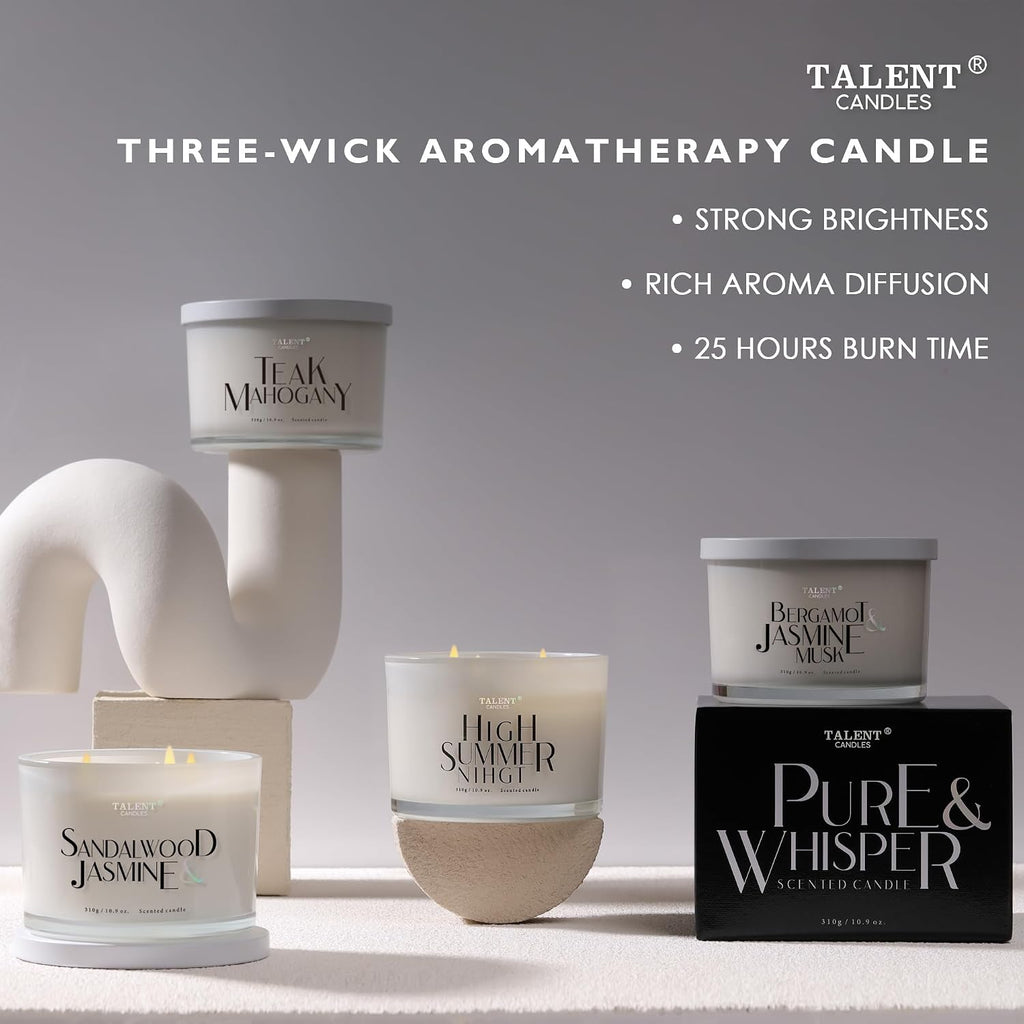 Scented Candle Scented, 3 Wicks Soy Candles, Candle Gifts for Women & Men, Contemporary Jar Candles, 25 hrs Burn
