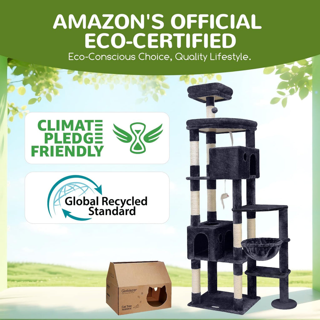 Giant Cat Tree for Indoor Large Cats, 83in, Dark Grey
