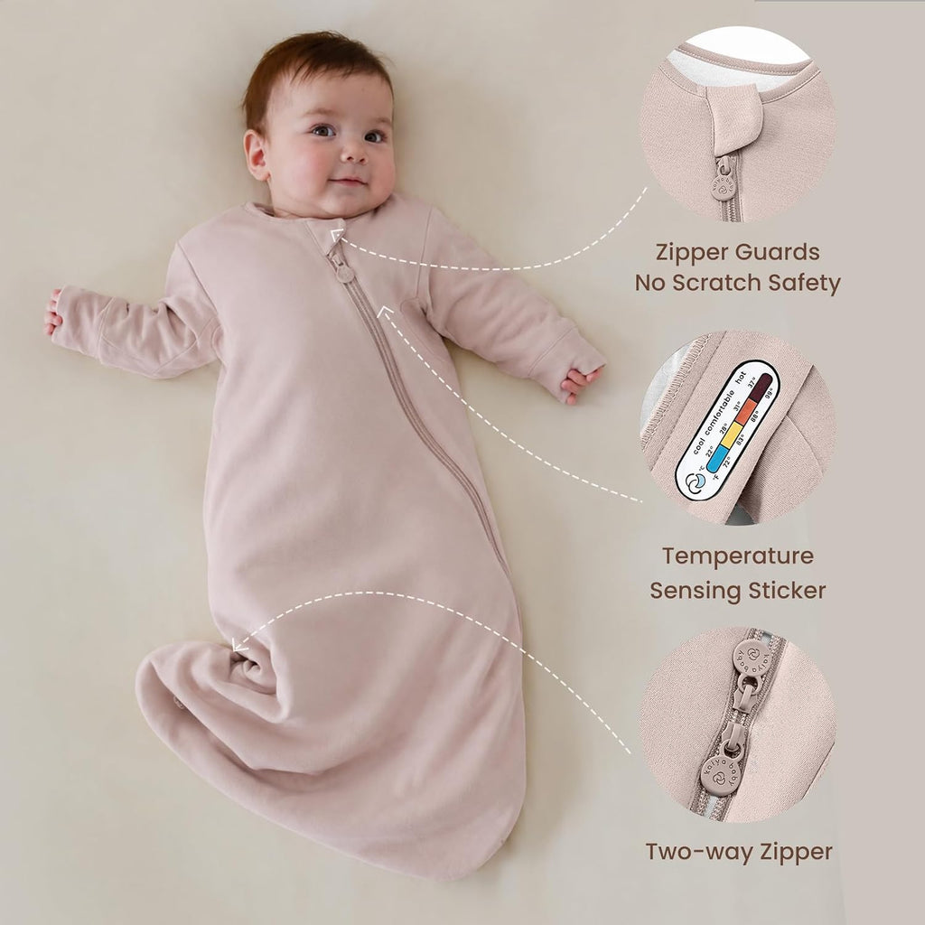 KaiyaBaby Organic Cotton Baby Sleep Sack, Long Sleeve 2.5 TOG