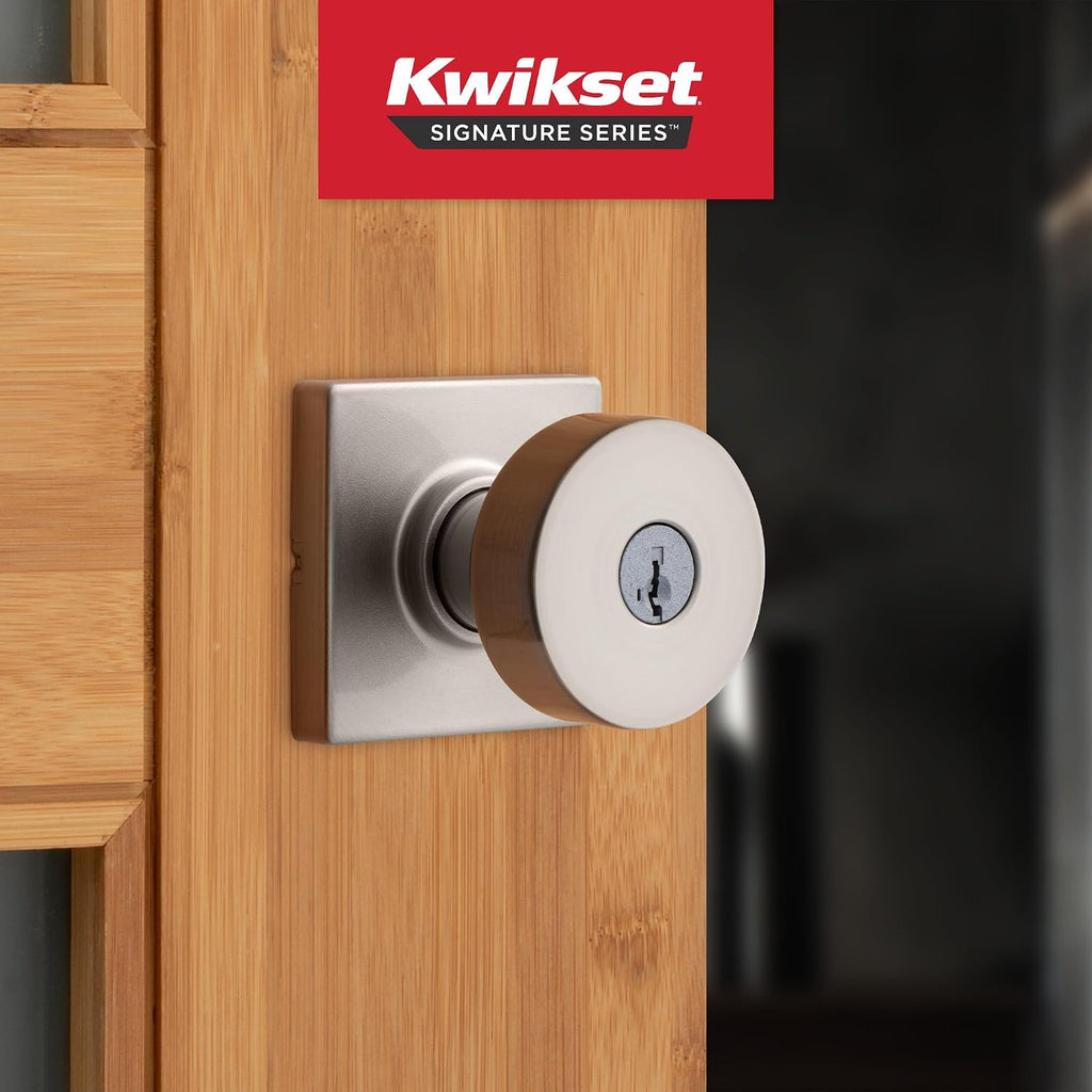 Pismo Entry Door Knob with Lock and Key, Secure Keyed Handle Exterior, Front Entrance and Bedroom, Satin Nickel, Pick