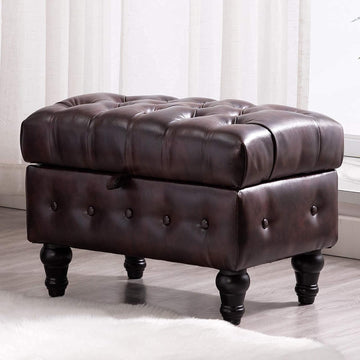 Coffee Table Ottoman with Storage,Button Tufted PU Leather Upholstery Footstool Bed Ottoman , Space-Saving Storage