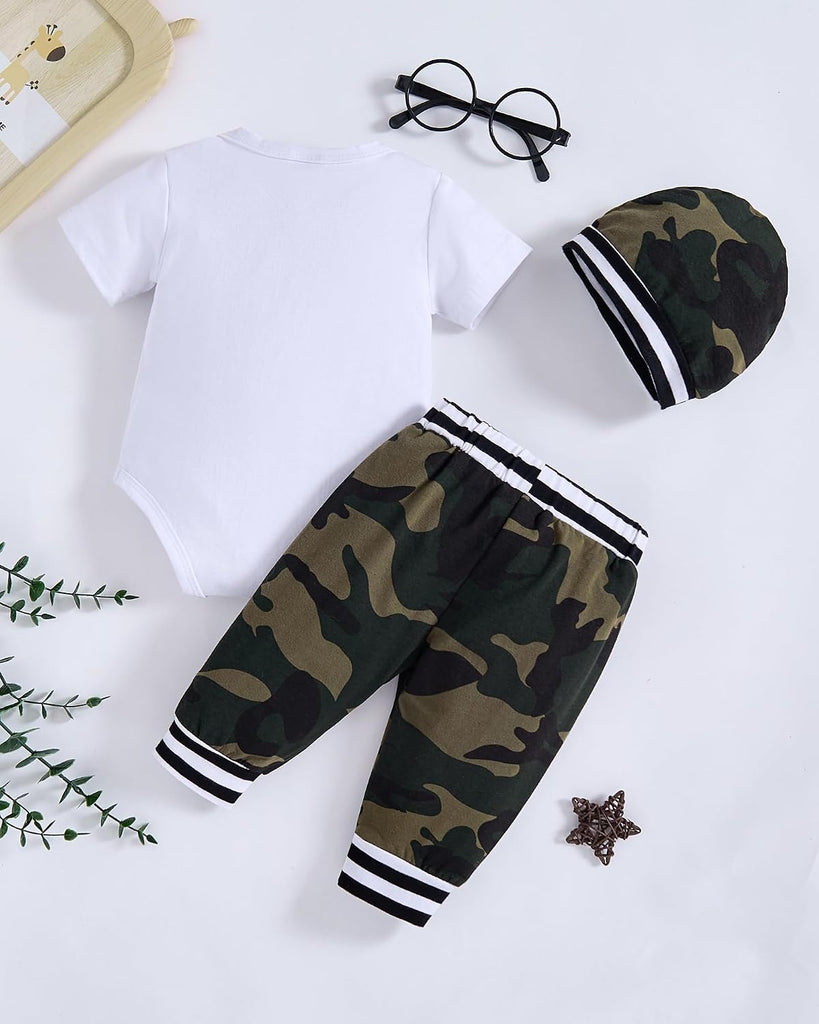 Boy Clothes Newborn Outfits Romper Pants Hat 3 Piece Set