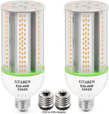 40W LED Corn Cob Bulb, 400W Equivalent, 5600 Lumens,3000k Bright White, E26/E39 Base, Replace 100W Metal