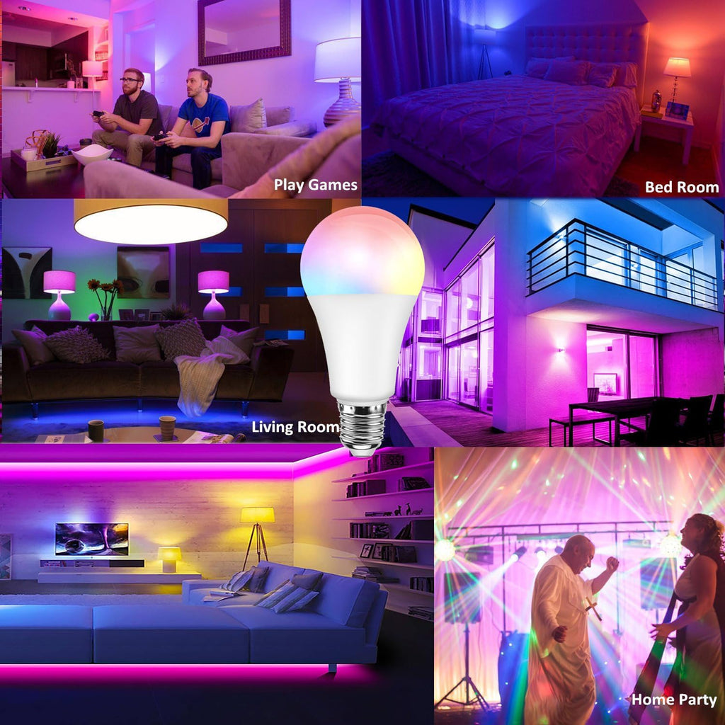 Color Changing Light Bulbs, 5W A19 RGB LED Light Bulbs with Remote Control & Memory Function - 16 Colors, 6500K
