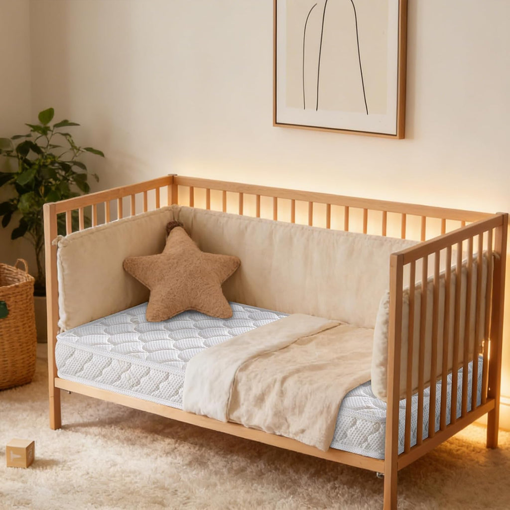 Premium Crib & Toddler Mattress-52"x27.6"x5", 100% Knitted Fabric, Soft Moisture Absorbent & Breathable Crib