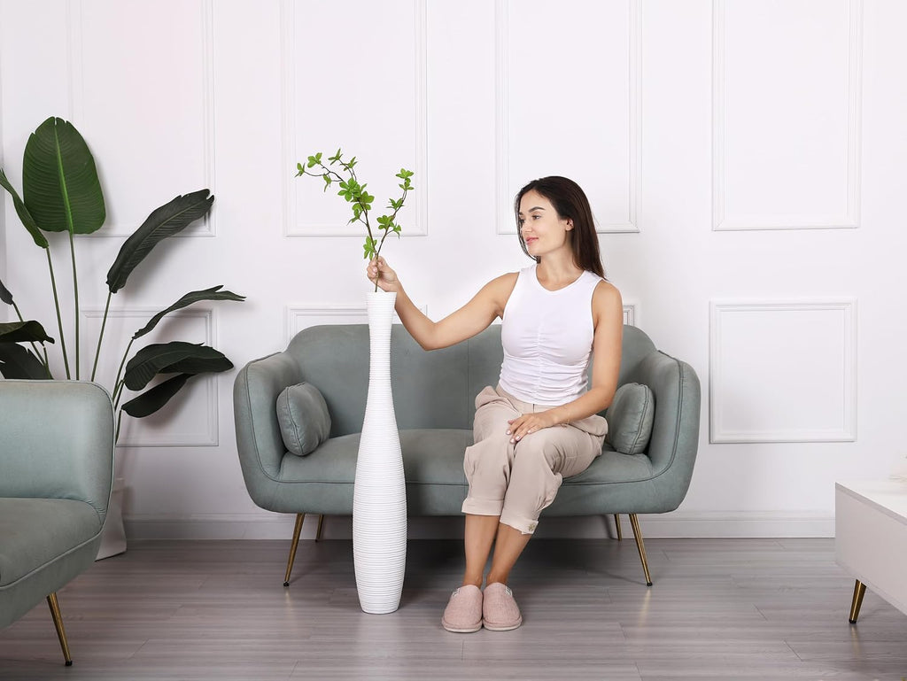 Large Floor Vase 34 inches Polyresin for Pampas Grass, Dried Flowers