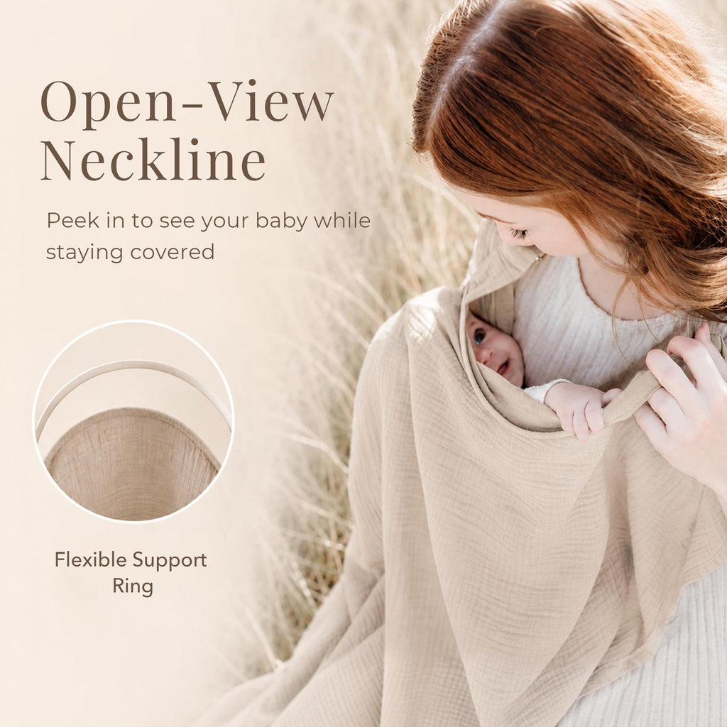 Muslin Nursing Cover Up for Breastfeeding with Rigid Hoop