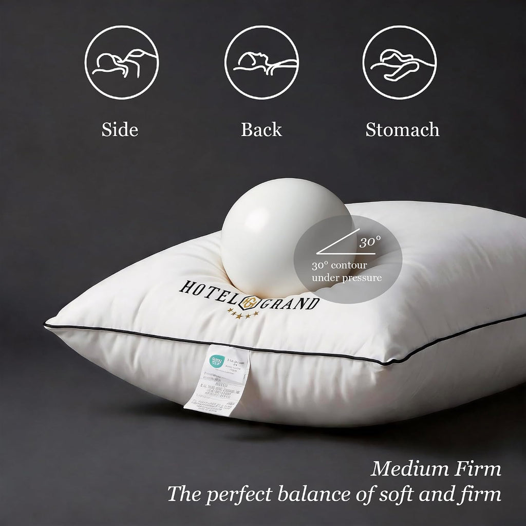 Bed Pillows Queen Size Set of 2, Medium Soft Down Alternative | Sleeping Pillows for Side Back Stomach Sleepers, 400