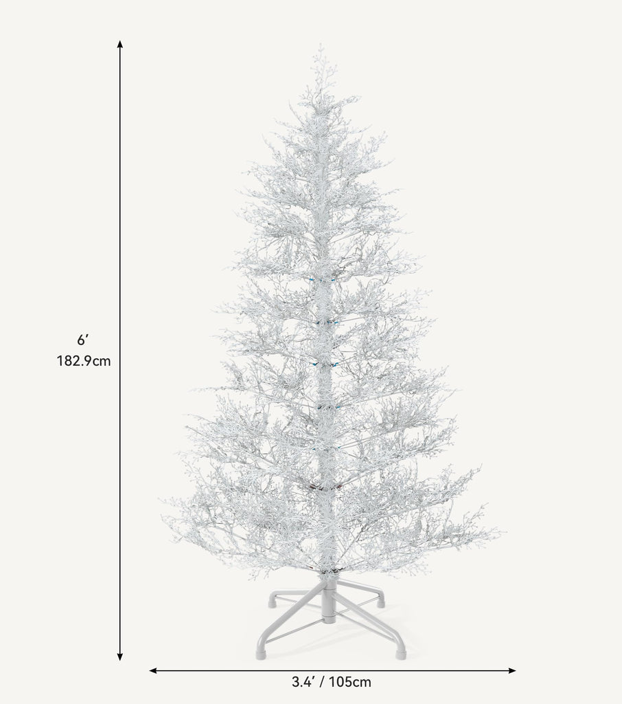 6FT Prelit White Birch Christmas Tree W/300 LED Lights, Remote Control
