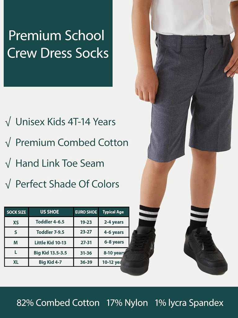 Unisex School Kids Boys Girls Soft Combed Cotton Athletic Socks