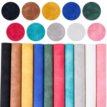 11 x 8 Inch 10 Colors Solid Faux Suede Sheets Waterproof Smooth PU Leather Rolls Soft Velvety Touch Frosted Synthetic