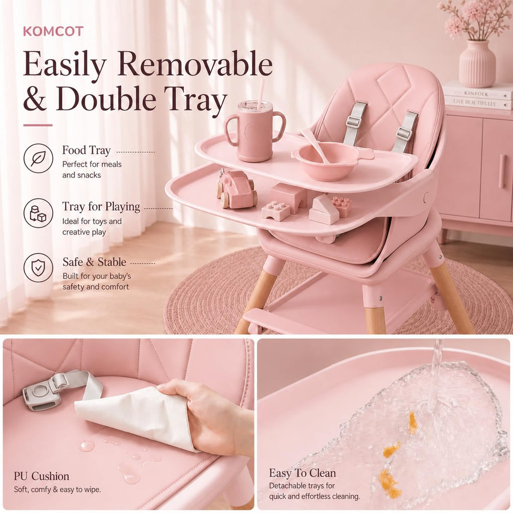 High Chair, 6 in 1 Convertible High Chairs for Babies and Toddlers