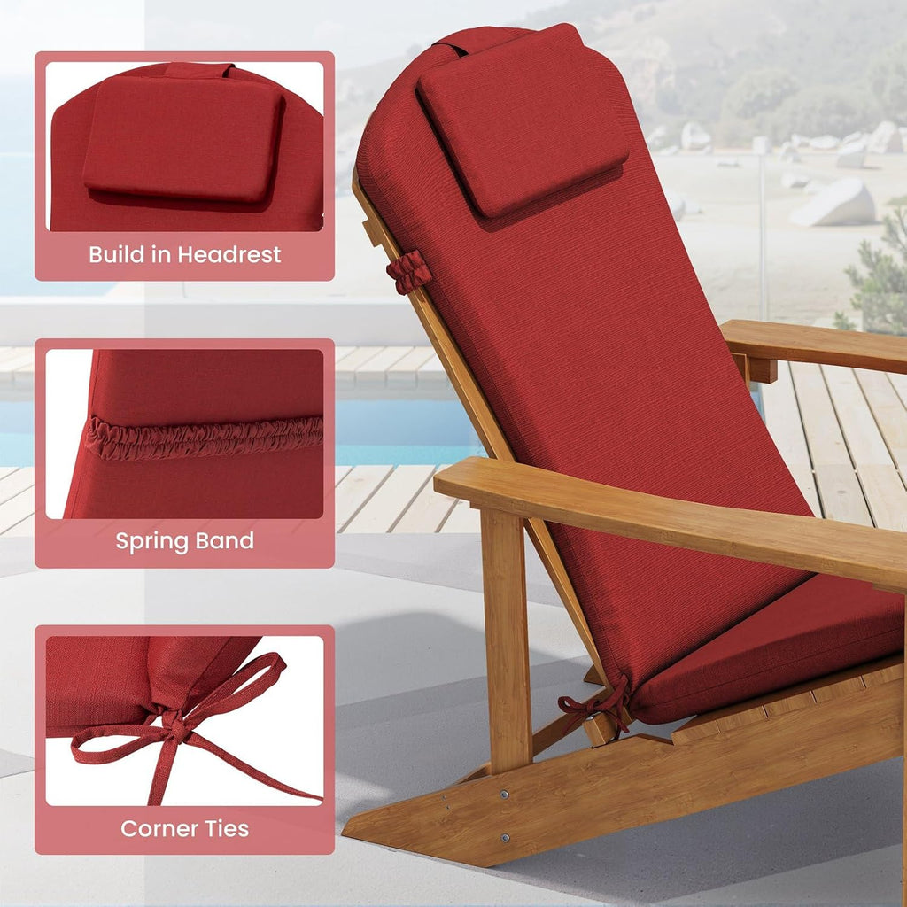 50x20 In Adirondack Chair Cushion Set of 2, Patio Chair Cushion w/Headrest | Water Resistant Patio Cushion, Fade