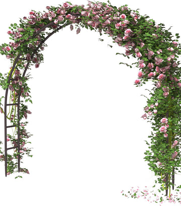 Metal 7Ft Wide 7.7Ft High, Wedding Arch Frame for Wedding Decorations, Balloon Arch Stand with Base for Ceremony