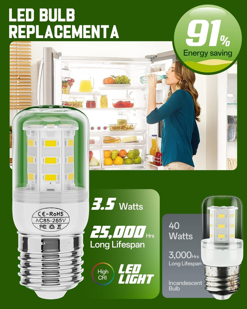 Upgraded KEI D34L Refrigerator Bulb 5304511738 LED Refrigerators Light Bulbs Fit for Frigidaire Kenmore