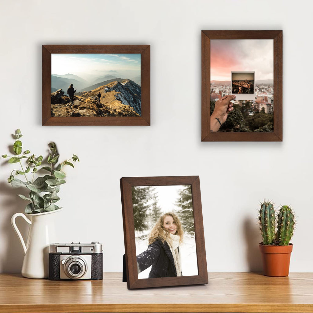 5x7 Picture Frame, Pack of 2 Rustic Picture Frames 5x7 with Real Glass, Solid Wood 5x7 Photo Frame for Table Top