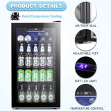 Beverage Refrigerator Cooler -120 Can Mini Fridge Glass Door for Soda Beer or Wi