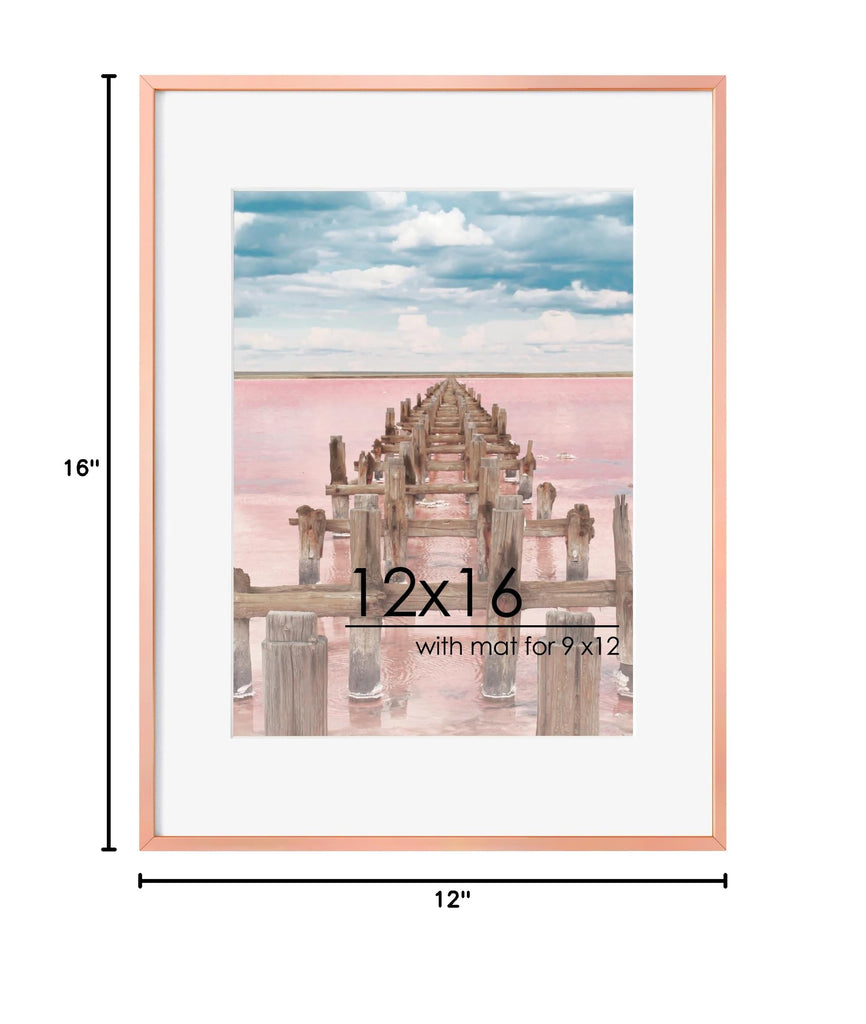 12x16 Metal Picture Frame for Wall With Mat for 9x12, 12''x16'' Aluminum Certificate Document Frames With Plexiglass