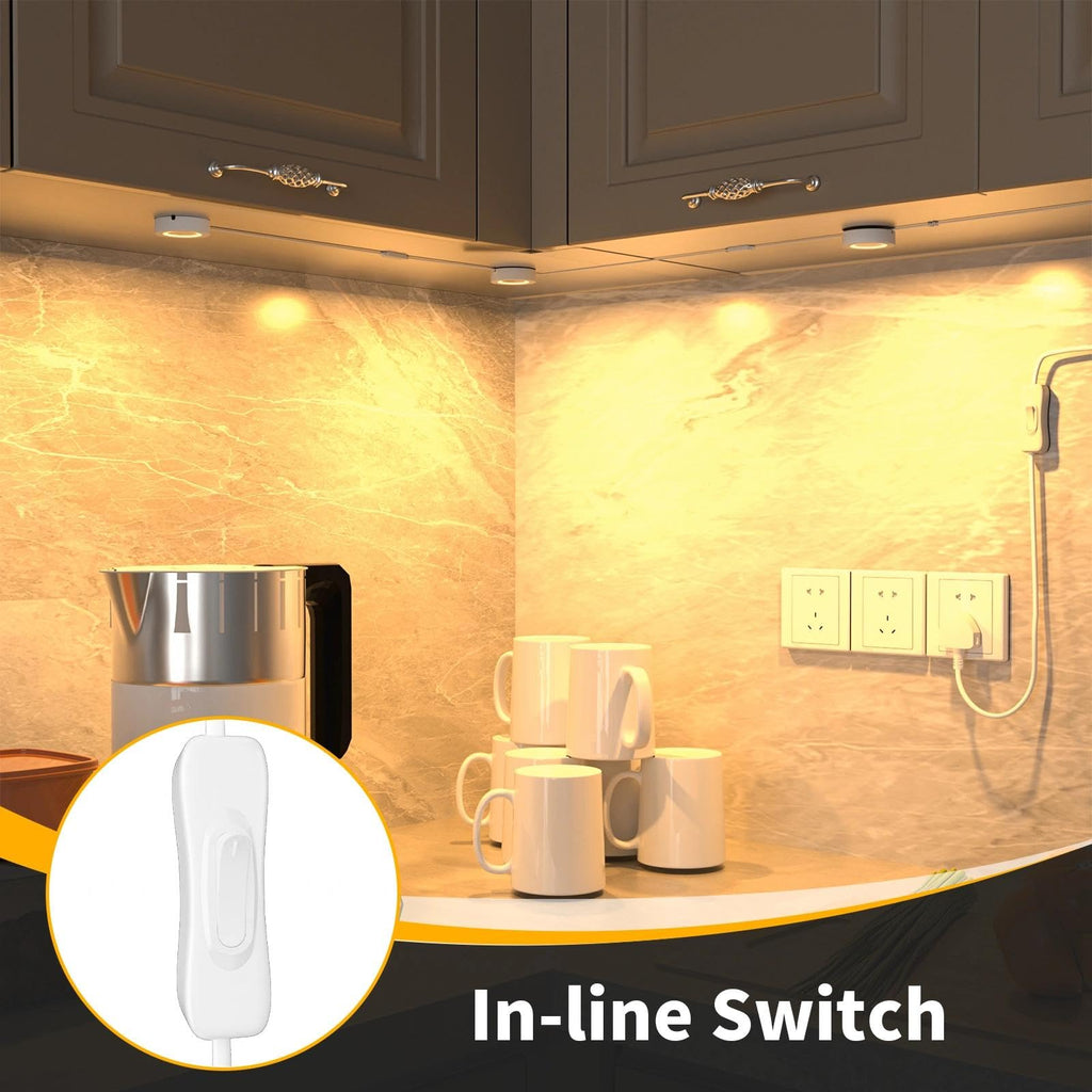 Linkable LED Puck Light,Hardwired Under Cabinet Lighting with Switch