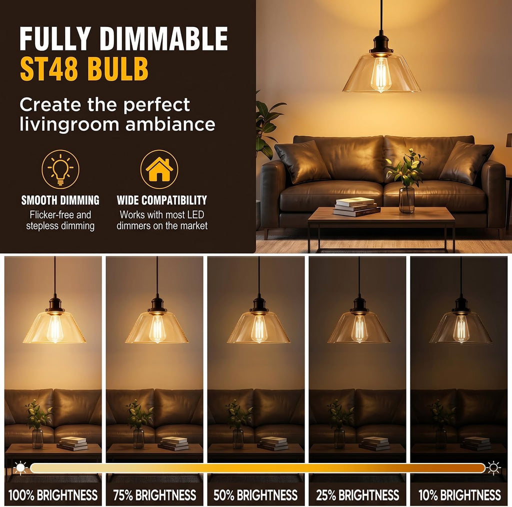 Shatterproof LED Edison Light Bulbs, 60W Equivalent, E26 Dimmable