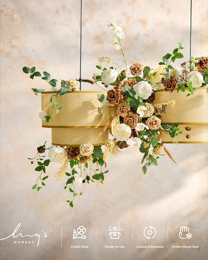 Artificial Fake Faux Gardenia Roses Brown
