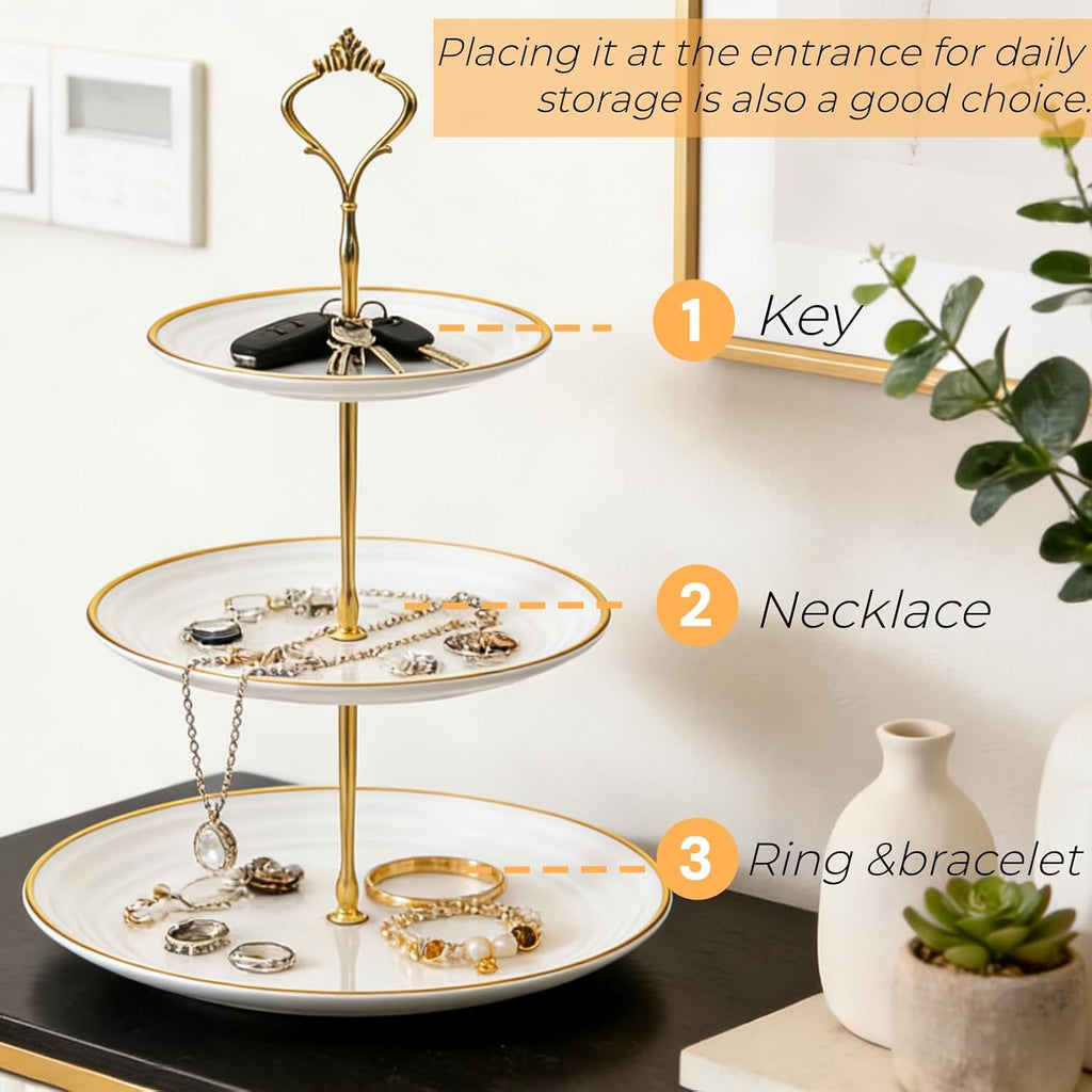 Tiered Cupcake Stand, Plastic Cupcake Stand Tower, 3 Tier Round Shape Dessert Serving Tray, White Cookie Candy - Set of 3