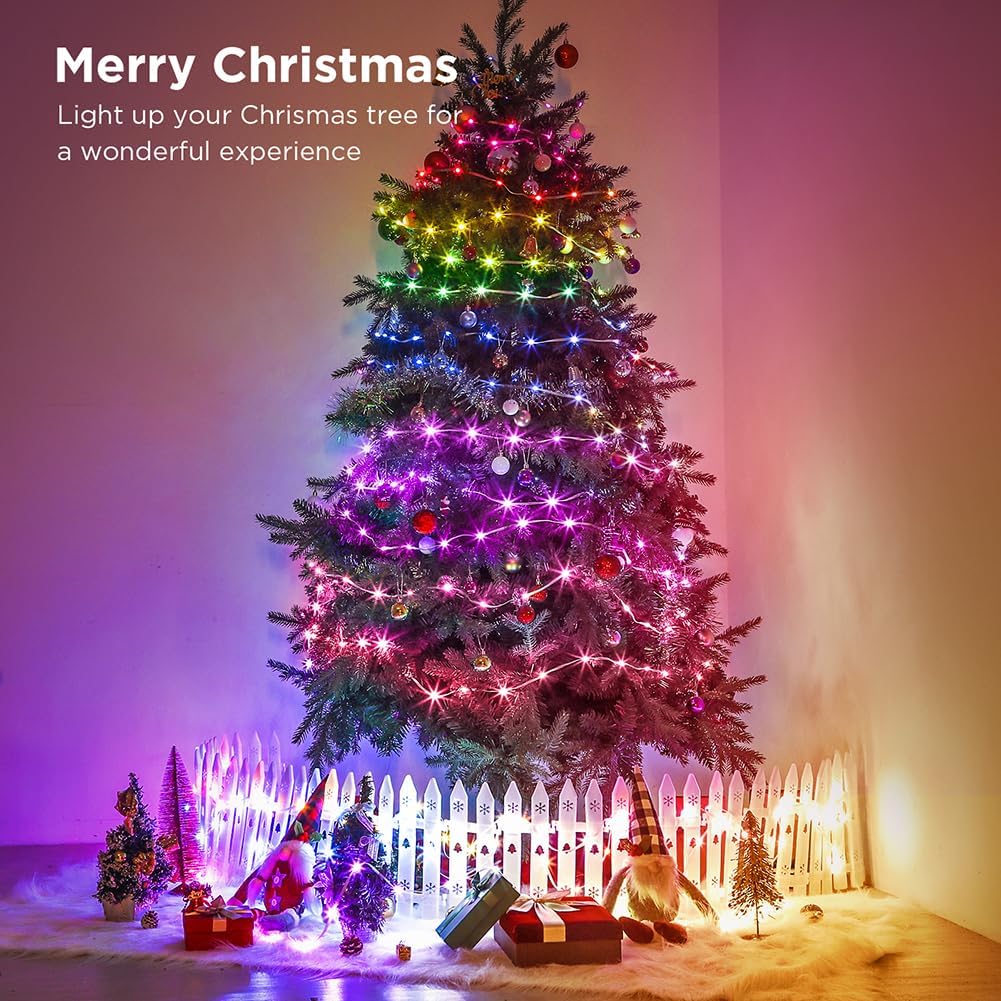 100ft Color Changing Christmas String Lights, 300 LED Twinkle Fairy Lights String Waterproof, 200+ Scene Modes, Smart
